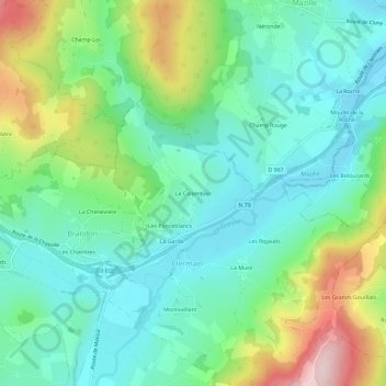 Mappa topografica Le Colombier, altitudine, rilievo