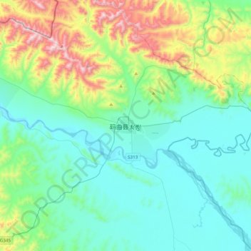 Mappa topografica 玛曲县, altitudine, rilievo