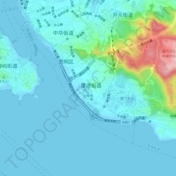 Mappa topografica 沙坡尾, altitudine, rilievo