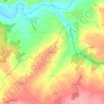 Mappa topografica Montbroux, altitudine, rilievo