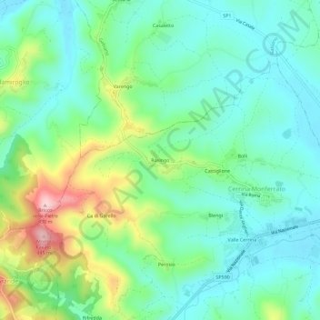 Mappa topografica Rosingo, altitudine, rilievo