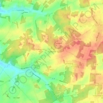 Mappa topografica Les Martins, altitudine, rilievo