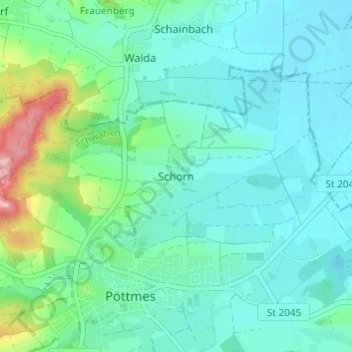 Mappa topografica Schorn, altitudine, rilievo