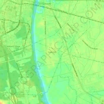 Mappa topografica Cade Hill, altitudine, rilievo