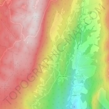 Mappa topografica Les Rimets, altitudine, rilievo