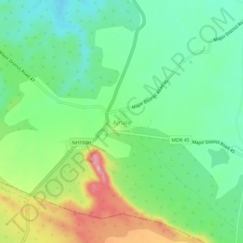 Mappa topografica Ajnale, altitudine, rilievo