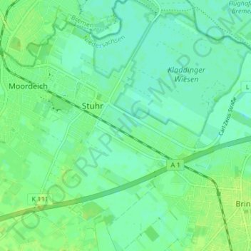 Mappa topografica Stuhrbaum, altitudine, rilievo
