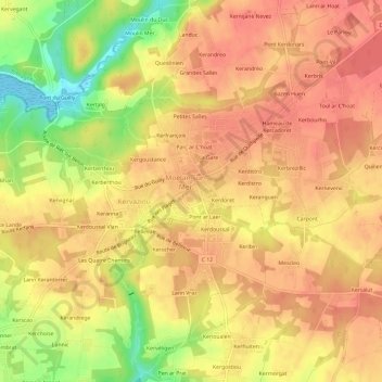 Mappa topografica Kerguevellic, altitudine, rilievo