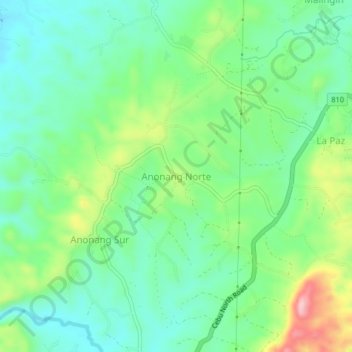 Mappa topografica Anonang Norte, altitudine, rilievo