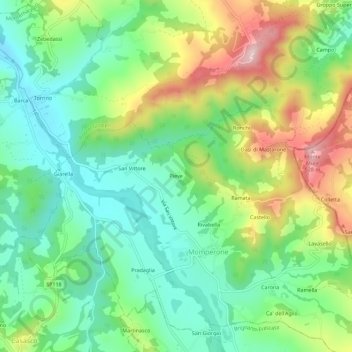 Mappa topografica Pieve, altitudine, rilievo