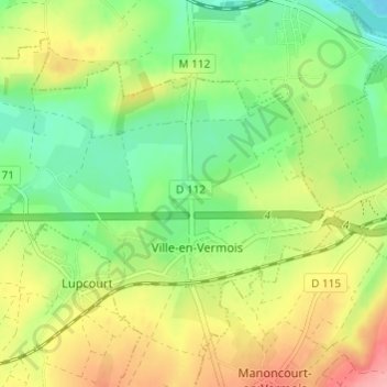 Mappa topografica Chauffour, altitudine, rilievo