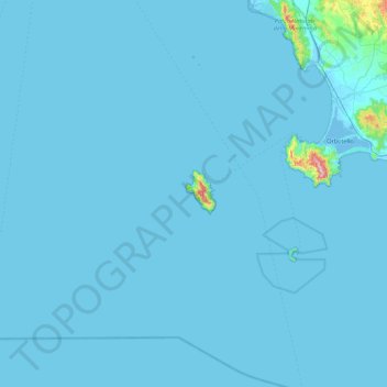Mappa topografica Isola della Cappa, altitudine, rilievo