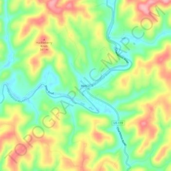 Mappa topografica Walton, altitudine, rilievo