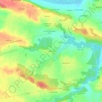 Mappa topografica Cadouzan, altitudine, rilievo