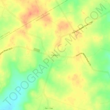 Mappa topografica Carlton, altitudine, rilievo