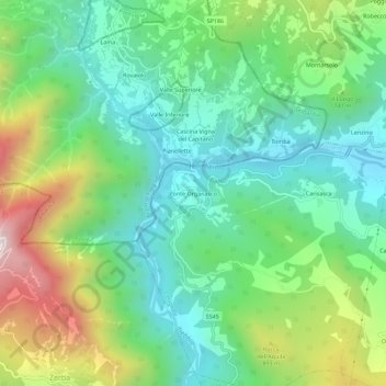 Mappa topografica Ponte Organasco, altitudine, rilievo
