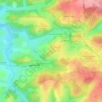 Mappa topografica Im Hölken, altitudine, rilievo