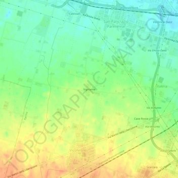 Mappa topografica Vigolante, altitudine, rilievo