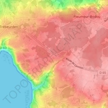Mappa topografica Croas Golou, altitudine, rilievo