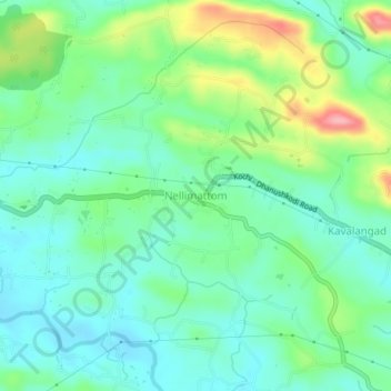 Mappa topografica Nellimattom, altitudine, rilievo