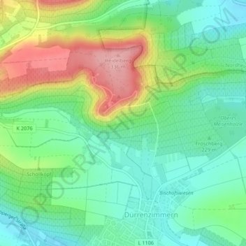 Mappa topografica Feuer, altitudine, rilievo