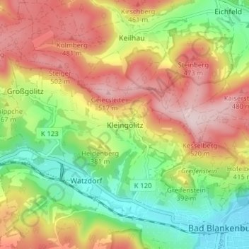 Mappa topografica Kleingölitz, altitudine, rilievo
