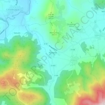 Mappa topografica Noustens, altitudine, rilievo