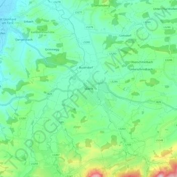 Mappa topografica Mank, altitudine, rilievo