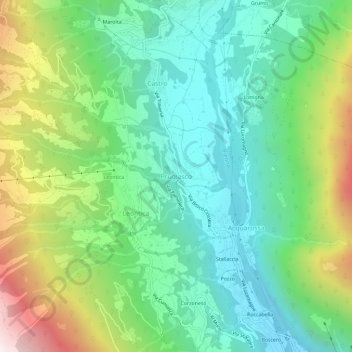 Mappa topografica Prugiasco, altitudine, rilievo