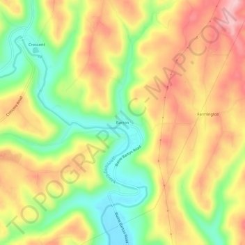 Mappa topografica Barton, altitudine, rilievo