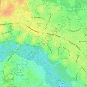 Mappa topografica Indian Springs, altitudine, rilievo