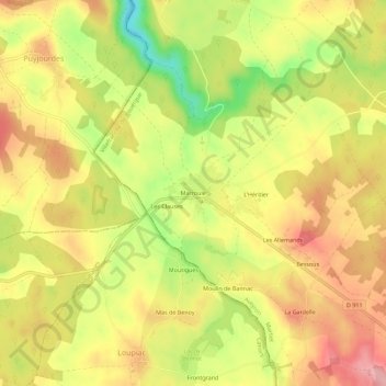 Mappa topografica Marroule, altitudine, rilievo