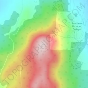 Mappa topografica Mount Anthony, altitudine, rilievo