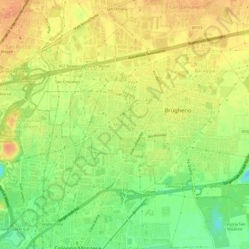 Mappa topografica Moncucco, altitudine, rilievo