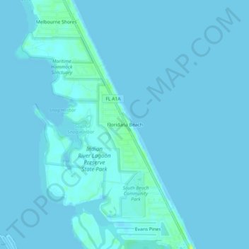 Mappa topografica Floridana Beach, altitudine, rilievo