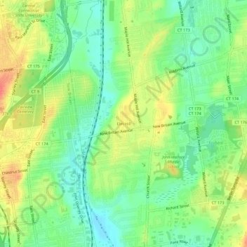Mappa topografica Elm Hill, altitudine, rilievo