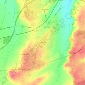 Mappa topografica Les Varennes, altitudine, rilievo