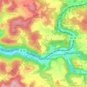 Mappa topografica Hunas, altitudine, rilievo