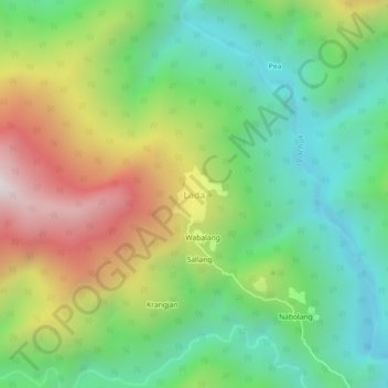 Mappa topografica Lada, altitudine, rilievo