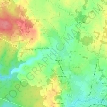 Mappa topografica Jousselin, altitudine, rilievo