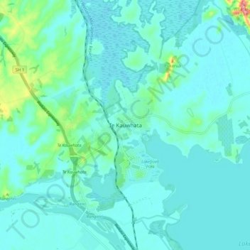 Mappa topografica Te Kauwhata, altitudine, rilievo