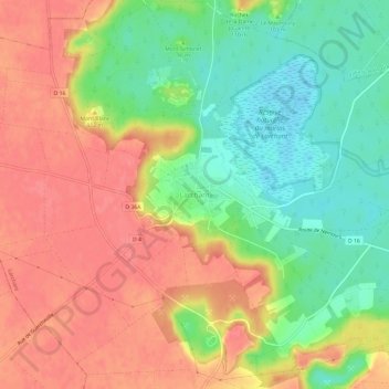 Mappa topografica Larchant, altitudine, rilievo