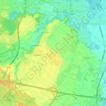 Mappa topografica Pang, altitudine, rilievo