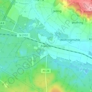 Mappa topografica Freihöls, altitudine, rilievo