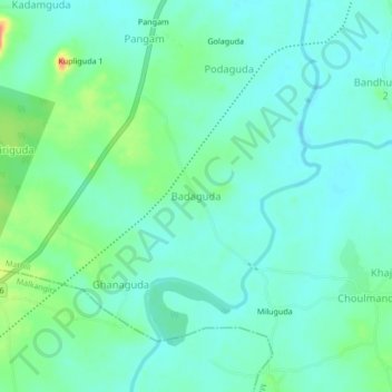 Mappa topografica Badaguda, altitudine, rilievo