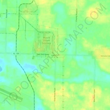 Mappa topografica Listerhill, altitudine, rilievo