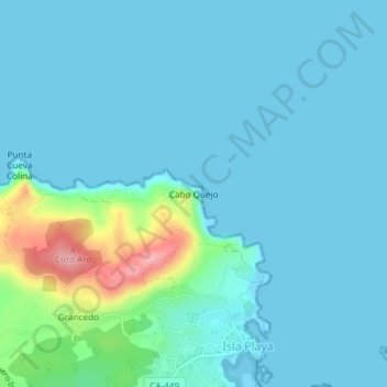 Mappa topografica Cabo Quejo, altitudine, rilievo