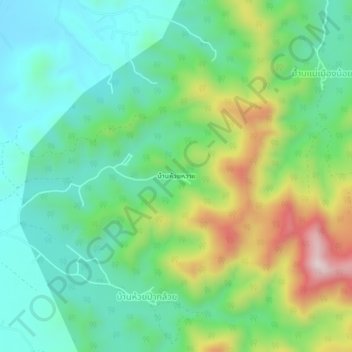 Mappa topografica Ban Huey Wai, altitudine, rilievo