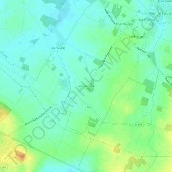 Mappa topografica La Traverserie, altitudine, rilievo
