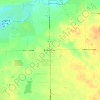 Mappa topografica Richfield Center, altitudine, rilievo